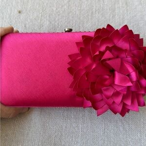 Nordstrom Elegant Hot Pink Floral Accent Shoulder Chain Small Clutch Bag 💗😍